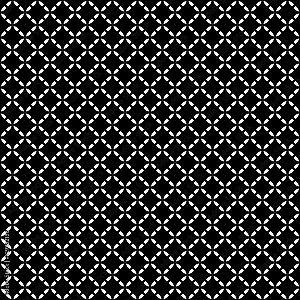 Vector seamless pattern. Simple geometric black & white texture, illustration of diagonal lattice, monochrome abstract dark repeat background. Design element for prints, textile, decoration, fabric