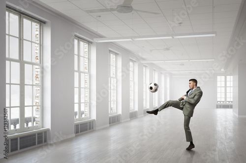 Playing office soccer . Mixed media © Sergey Nivens