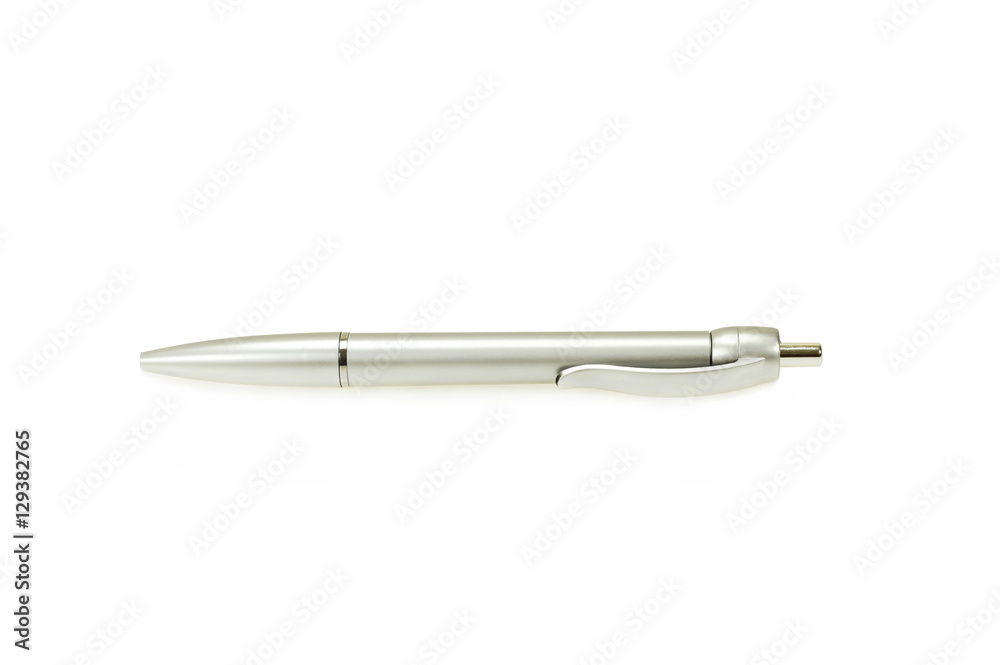Silver metal pen isolated on white background Silver metal pen isolated on white background