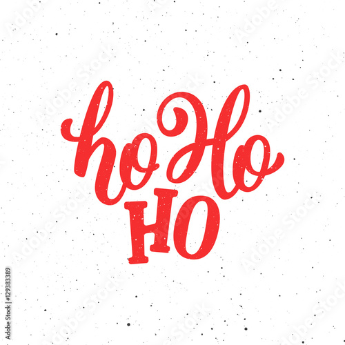 Ho-Ho-Ho Christmas vector greeting card with modern brush lettering. Banner for winter season greetings photo