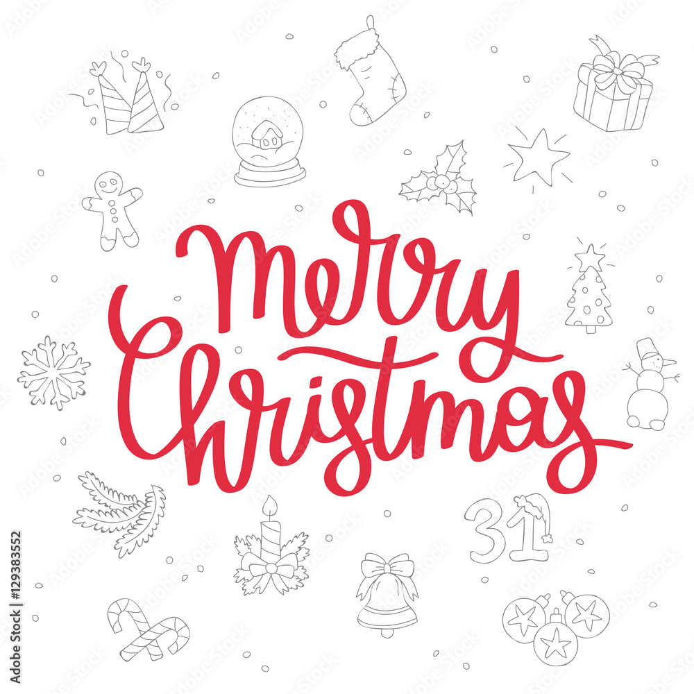 Quote Merry Christmas. Calligraphy Quote Merry Christmas. Calligraphy