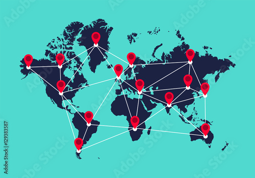 Global communication, connection network concept