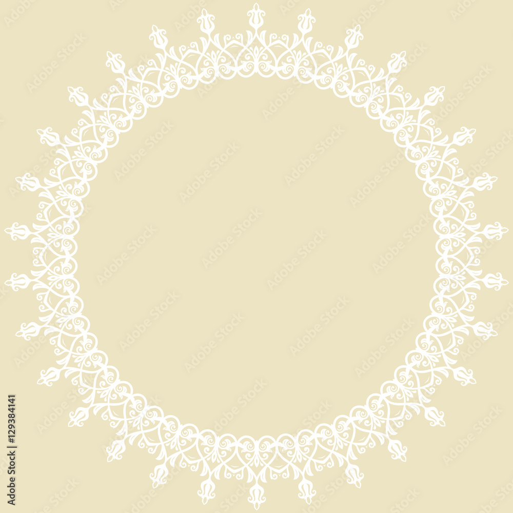 Elegant vector round white ornament in classic style. Abstract traditional pattern with oriental elements, Classic vintage pattern Elegant vector round white ornament in classic style. Abstract traditional pattern with oriental elements, Classic vintage pattern