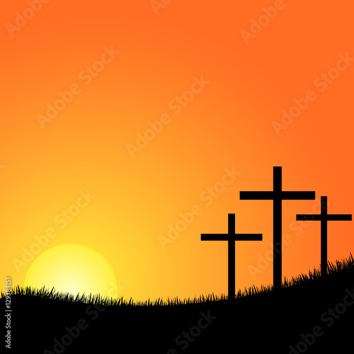 Three crosses on a hill vector