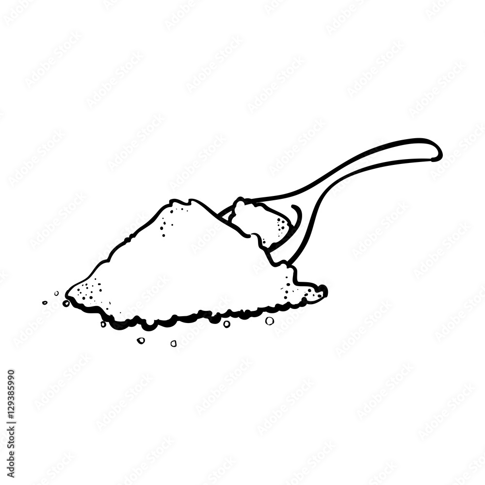 outline spoon pile salt cooking vector illustration eps 10 Stock