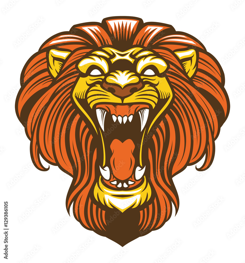 Fototapeta premium Angry lion roaring mascot