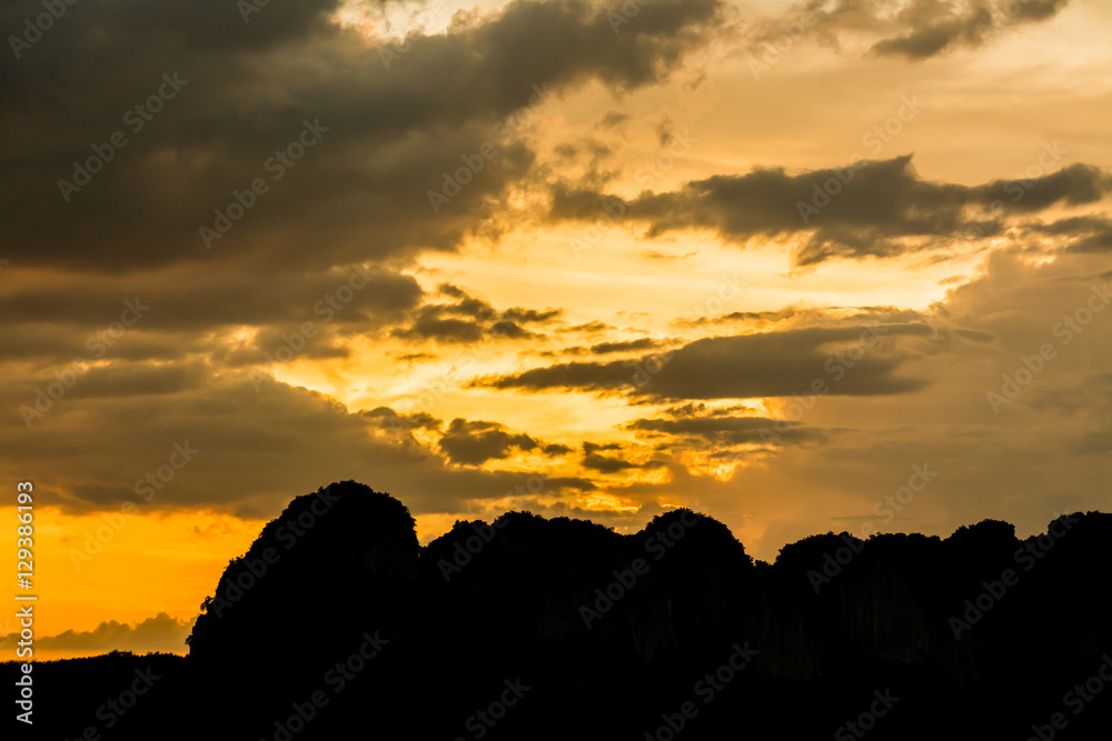 Fototapeta premium sky in twilight time with mountain ,Thailand