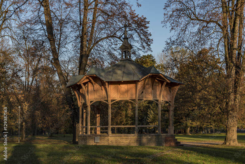 Gazebo in park on island in Litomerice town Gazebo in park on island in Litomerice town