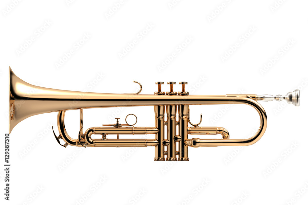 Trumpet classical instrument isolated on white Trumpet classical instrument isolated on white