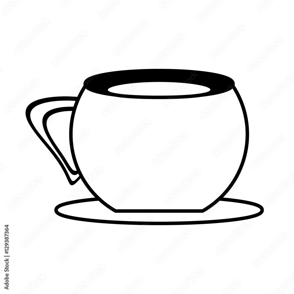 cup coffee porcelan plate utensil outline vector illustration eps 10 cup coffee porcelan plate utensil outline vector illustration eps 10