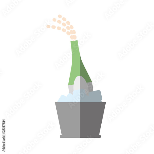 champagne bucket bottle ice design shadow vector illustration eps 10