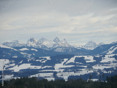 Winter snow covered mountain peaks in Europe. Great place for sports