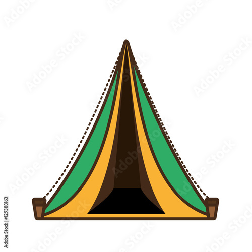 triangle tent tourism travel yellow and green vector illustration eps 10