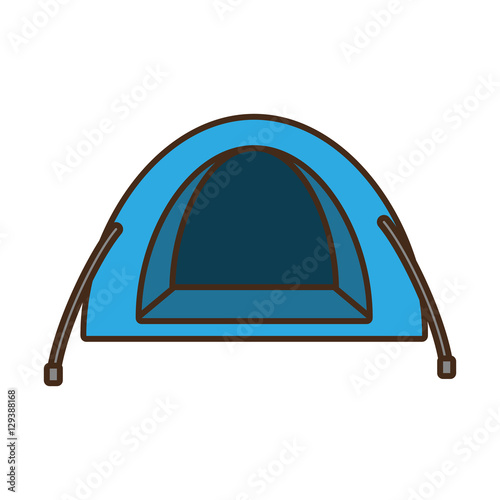 blue dome tent hiking forest camping vector illustration eps 10 © djvstock