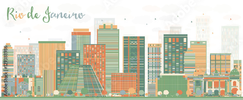 Abstract Rio de Janeiro Skyline with Color Buildings.