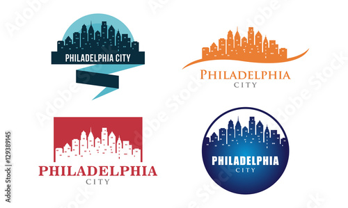 Philadelphia Landscape Skyline Silhouette Logo Illustration