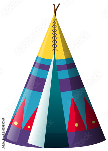 Traditional teepee shelter on white background