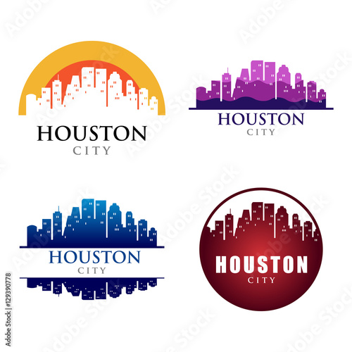 Houston City Building Landmark Skyline Logo Template