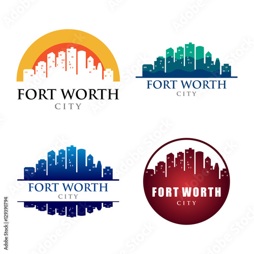 Fort Worth City Building Landmark Skyline Logo Template