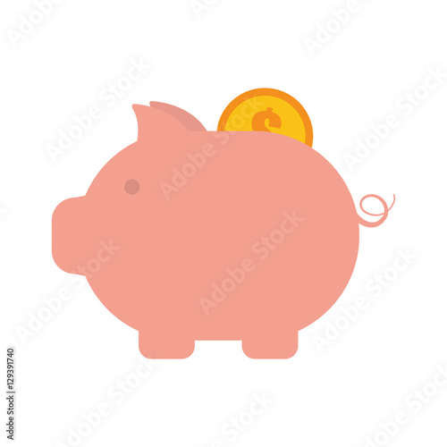piggy money coin dollar golden vector illustration eps 10
