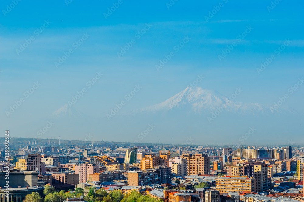 Yerevan morning cityscape with Ararat view, Armenia