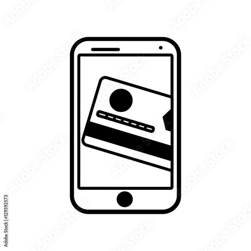 smartphone credit card payment virtual outline vector illustration eps 10