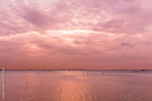 Spectacular sunset over the fishing port