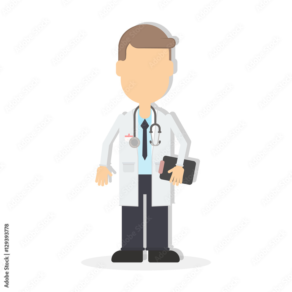 doctor in flat cartoon style. Isolated on white background. doctor in flat cartoon style. Isolated on white background.
