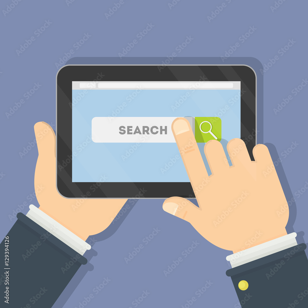 Internet search page on the tablet computer Internet search page on the tablet computer