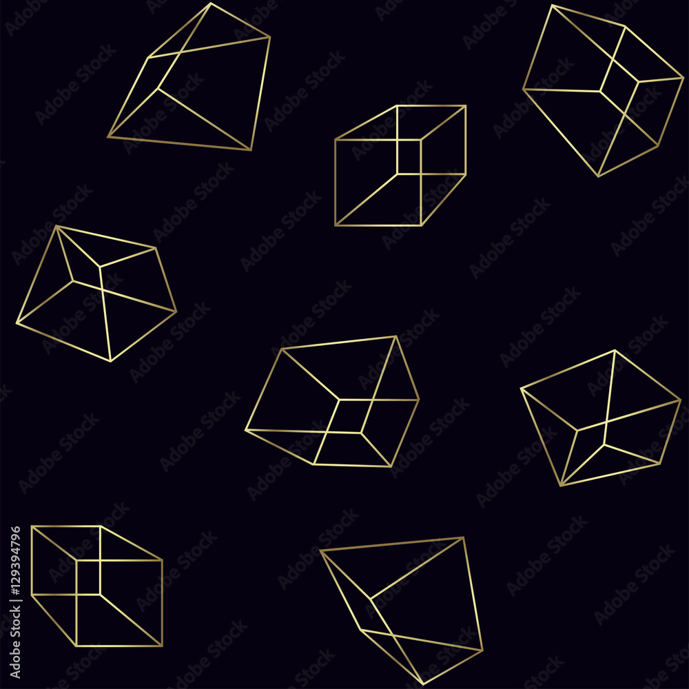 Vector Sacred Geometry Symbols And Elements Wallpaper Seamless Textile Pattern Gold Outline