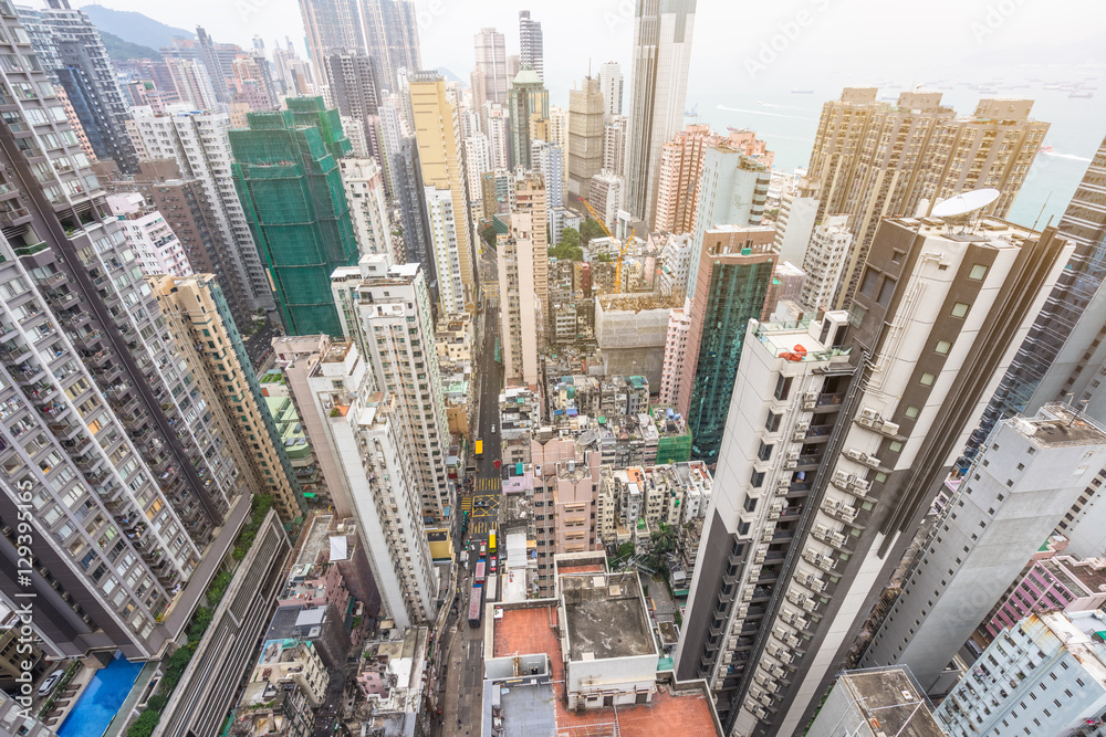 Fototapeta Hong Kong apartment block in China.