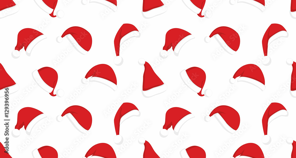 Seamless pattern with Santa Claus red hats. Christmas clothes holiday background Seamless pattern with Santa Claus red hats. Christmas clothes holiday background