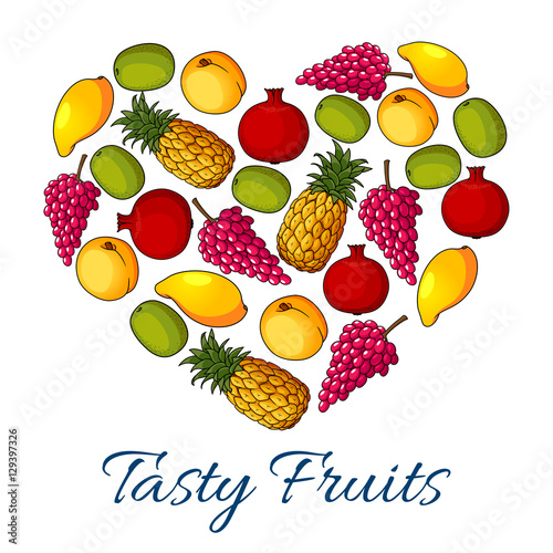 Heart shape of fruits and berries