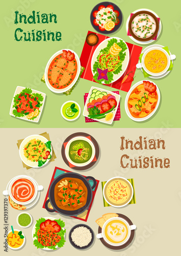 Fototapeta Naklejka Na Ścianę i Meble -  Indian cuisine dishes for restaurant menu design