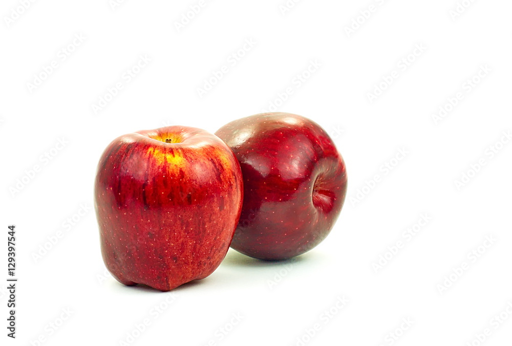 Group of two red fresh apple on white background Group of two red fresh apple on white background
