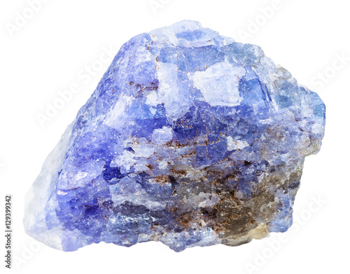 Tanzanite (blue violet zoisite) rock isolated photo