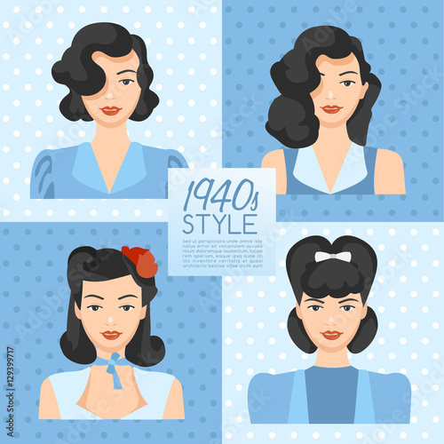 1940s Vintage Hairstyle : Vector Illustration
