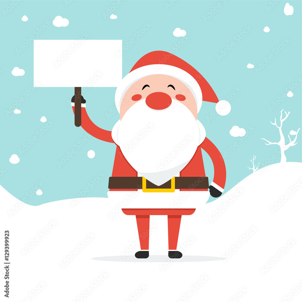 Santa Claus laughing holding an empty board Santa Claus laughing holding an empty board