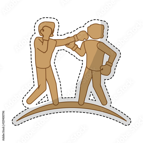 two boxers boxing icon image vector illustration design 