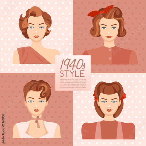 1940s Vintage Hairstyle : Vector Illustration

