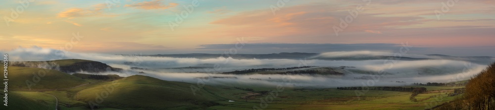 Fog from Mam Tor Peak District panorama