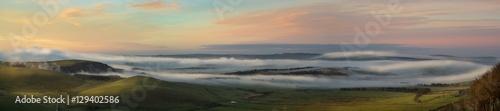 Fog from Mam Tor Peak District panorama © manphibian