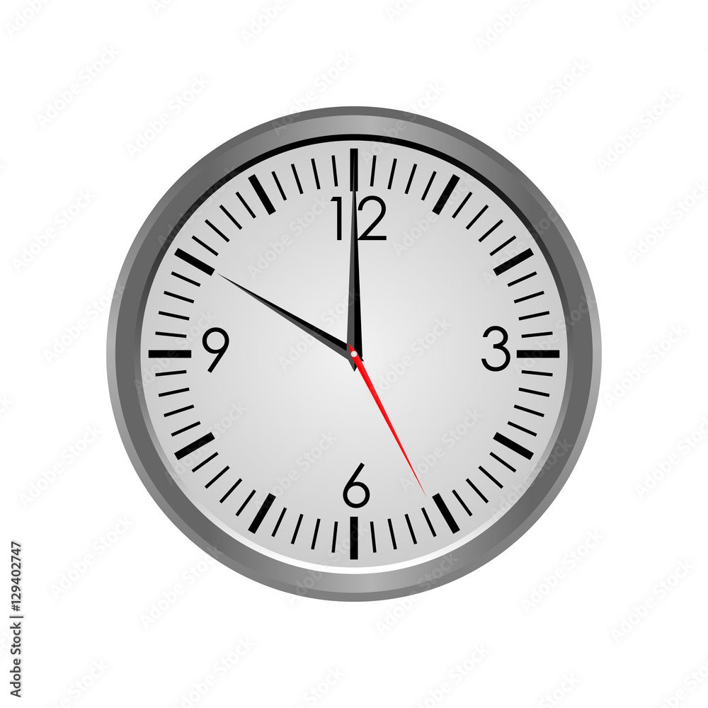 Round office clock showing ten o'clock isolated on white background Round office clock showing ten o'clock isolated on white background