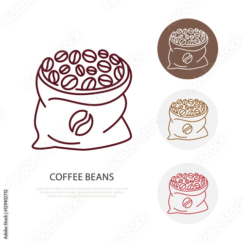 Coffee beans vector line icon. Barista equipment linear logo. Outline symbol for cafe, bar, shop.