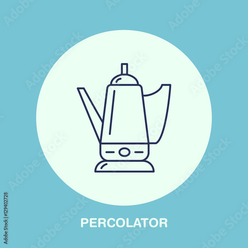 Coffee maker, percolator vector line icon. Barista equipment linear logo. Outline symbol for cafe, bar, shop.