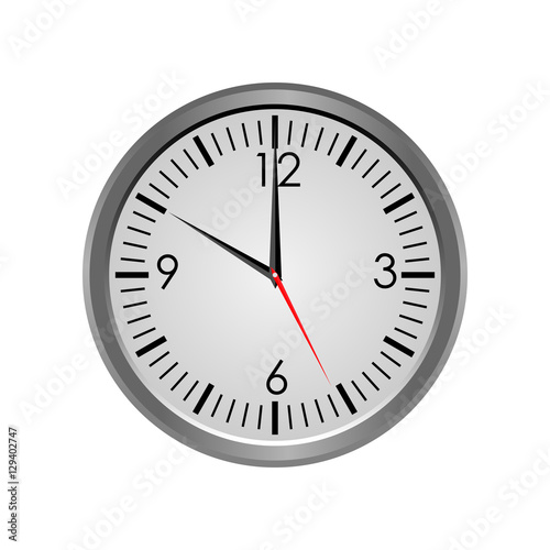 Round office clock showing ten o'clock isolated on white background