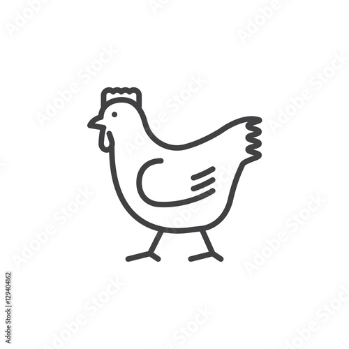 Rooster, chicken line icon, outline vector sign, linear pictogram isolated on white. Symbol, logo illustration