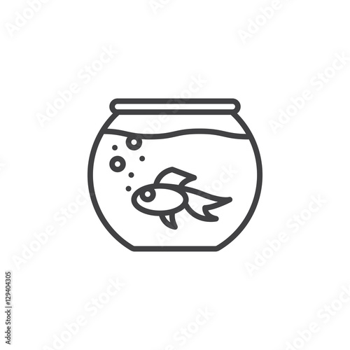 Aquarium with fish line icon, outline vector sign, linear pictogram isolated on white. Symbol, logo illustration