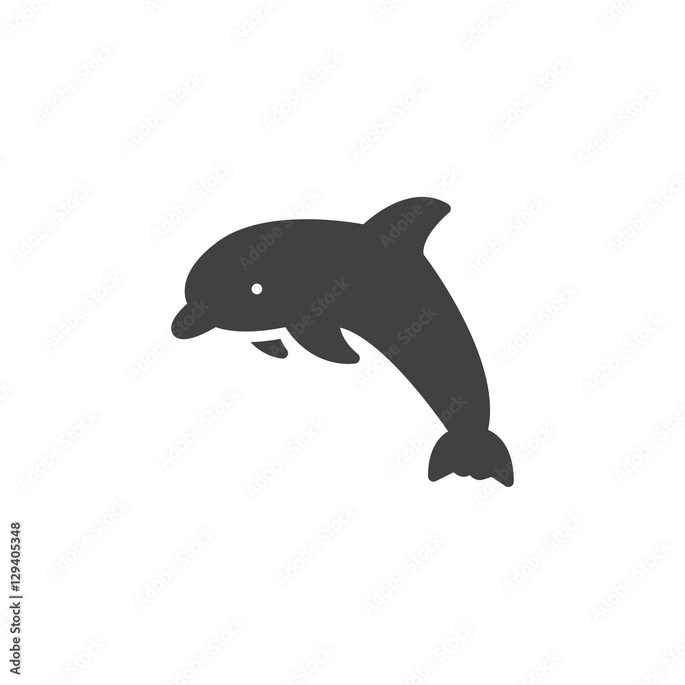 Dolphin icon vector, filled flat sign, solid pictogram isolated on white. Symbol, logo illustration