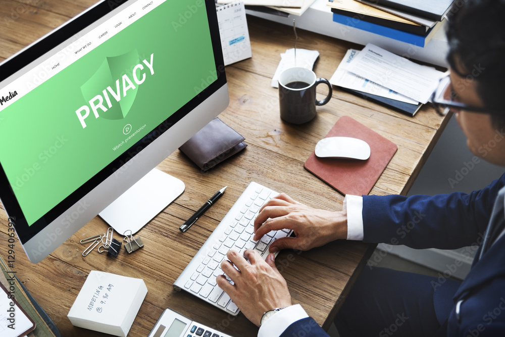 Naklejka premium Security Privacy Web Page Concept